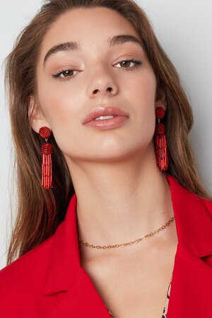Earrings beaded tassel - red h5 Picture4